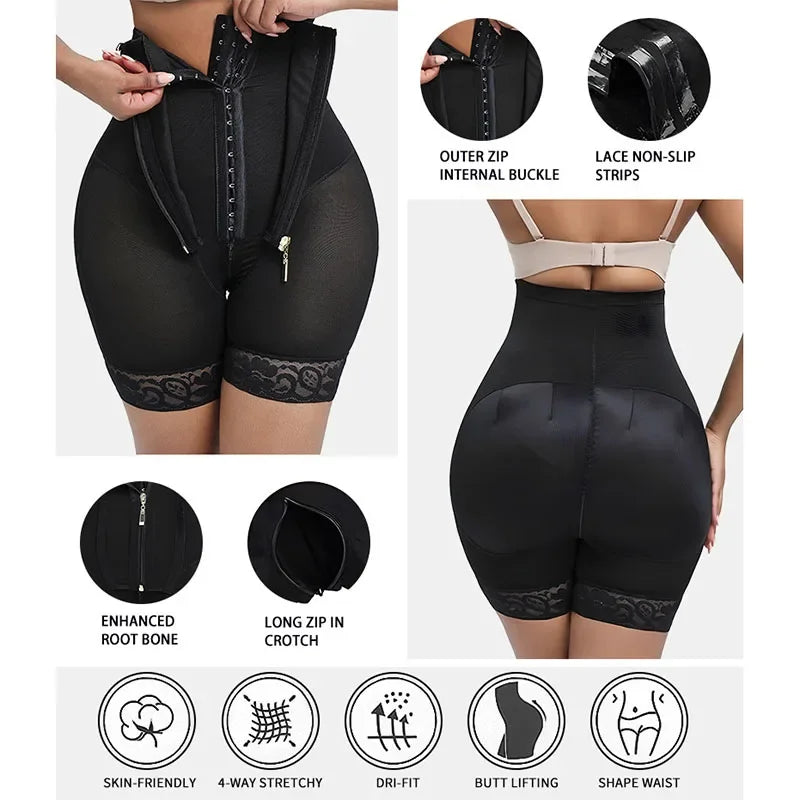 Modelador Cintura Alta com Zíper e Renda