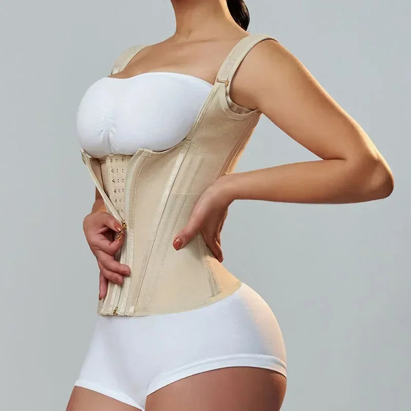 Corset Modelador Cintura Alta com Alças e Zíper