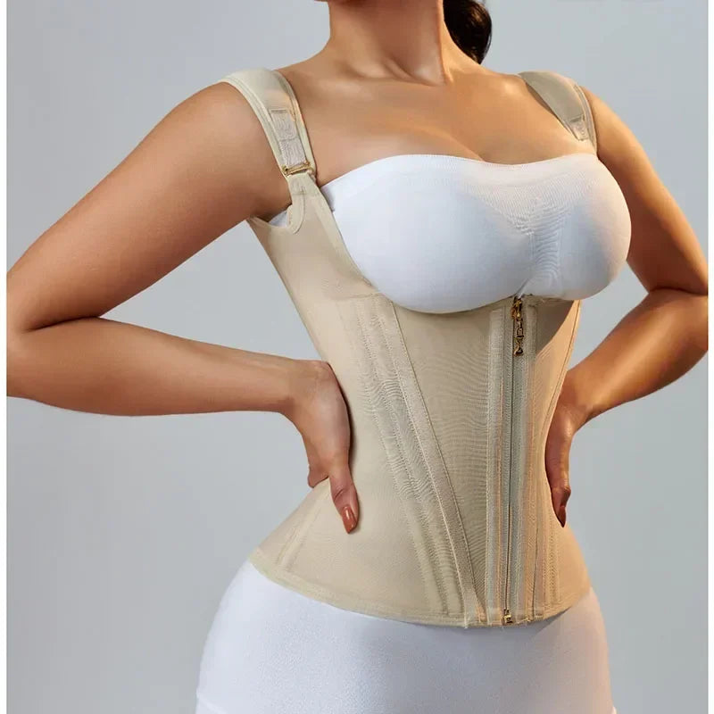 Corset Modelador Cintura Alta com Alças e Zíper