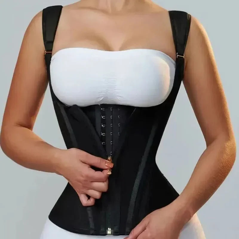 Corset Modelador Cintura Alta com Alças e Zíper