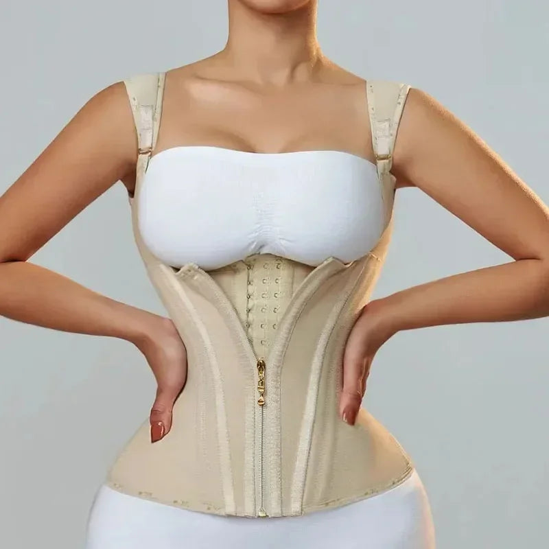 Corset Modelador Cintura Alta com Alças e Zíper