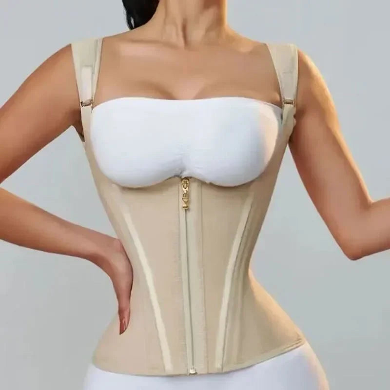 Corset Modelador Cintura Alta com Alças e Zíper