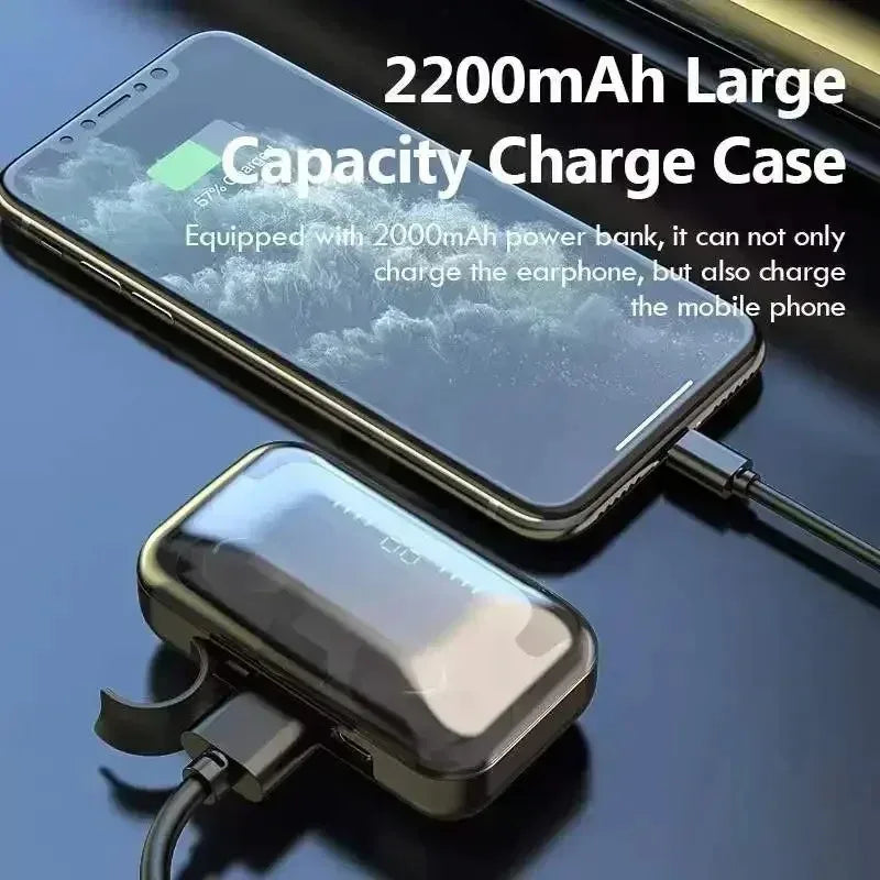 Fone de Ouvido Bluetooth com Power Bank 2000mAh – Som 9D