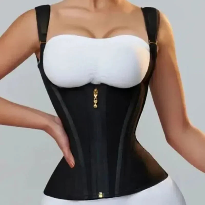 Corset Modelador Cintura Alta com Alças e Zíper