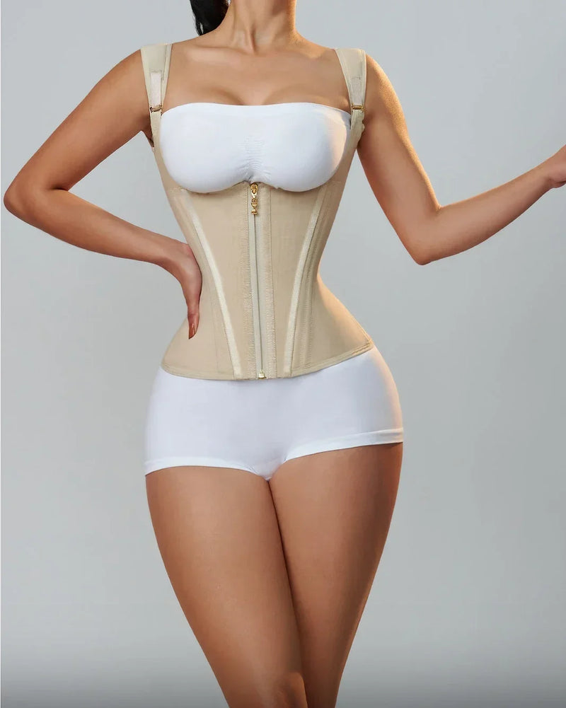 Corset Modelador Cintura Alta com Alças e Zíper