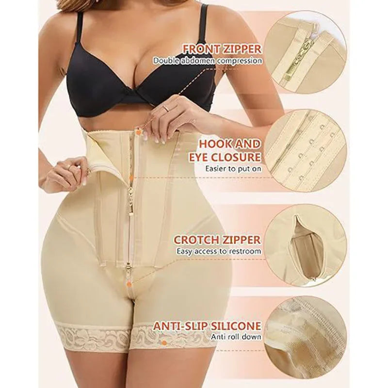 Modelador Cintura Alta com Zíper e Renda