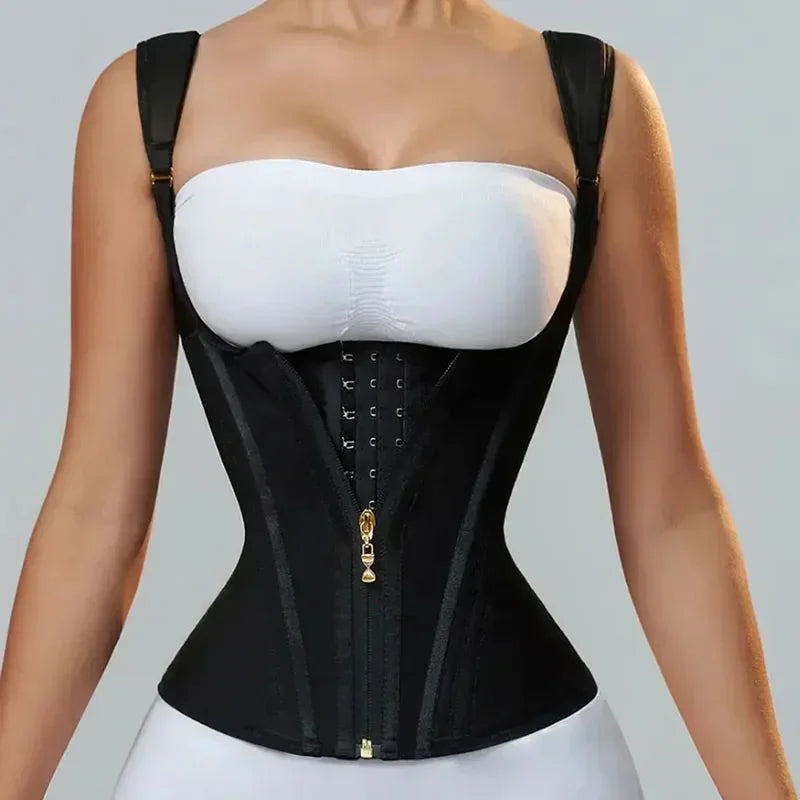 Corset Modelador Cintura Alta com Alças e Zíper