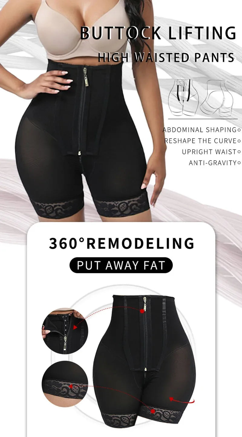Modelador Cintura Alta com Zíper e Renda