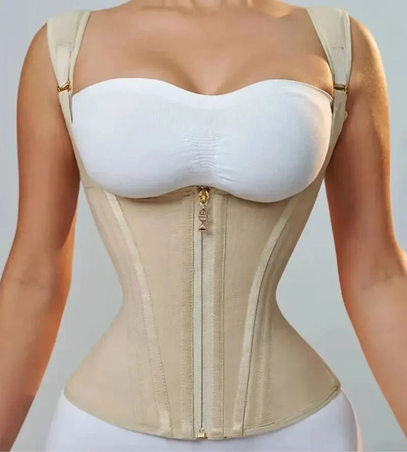 Corset Modelador Cintura Alta com Alças e Zíper